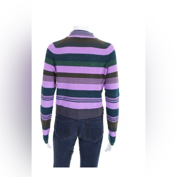 Free People Womens Striped Rip Tide Mock Neck Sweater Top Purple - Picture 2 of 11